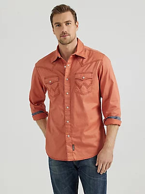 WRANGLER Men's Retro Premium Western Snap Rust Shirt