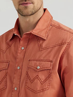 WRANGLER Men's Retro Premium Western Snap Rust Shirt