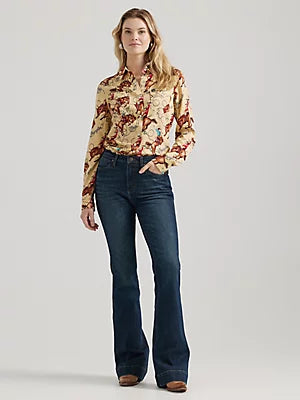 WRANGLER Women's Saddle Up Slim Western Snap Shirt