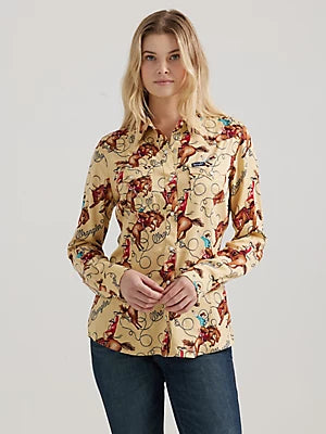 WRANGLER Women's Saddle Up Slim Western Snap Shirt