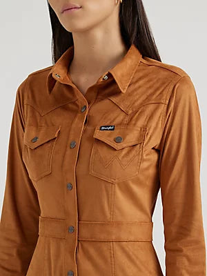 WRANGLER Women's Sueded Western Snap Shirt Dress