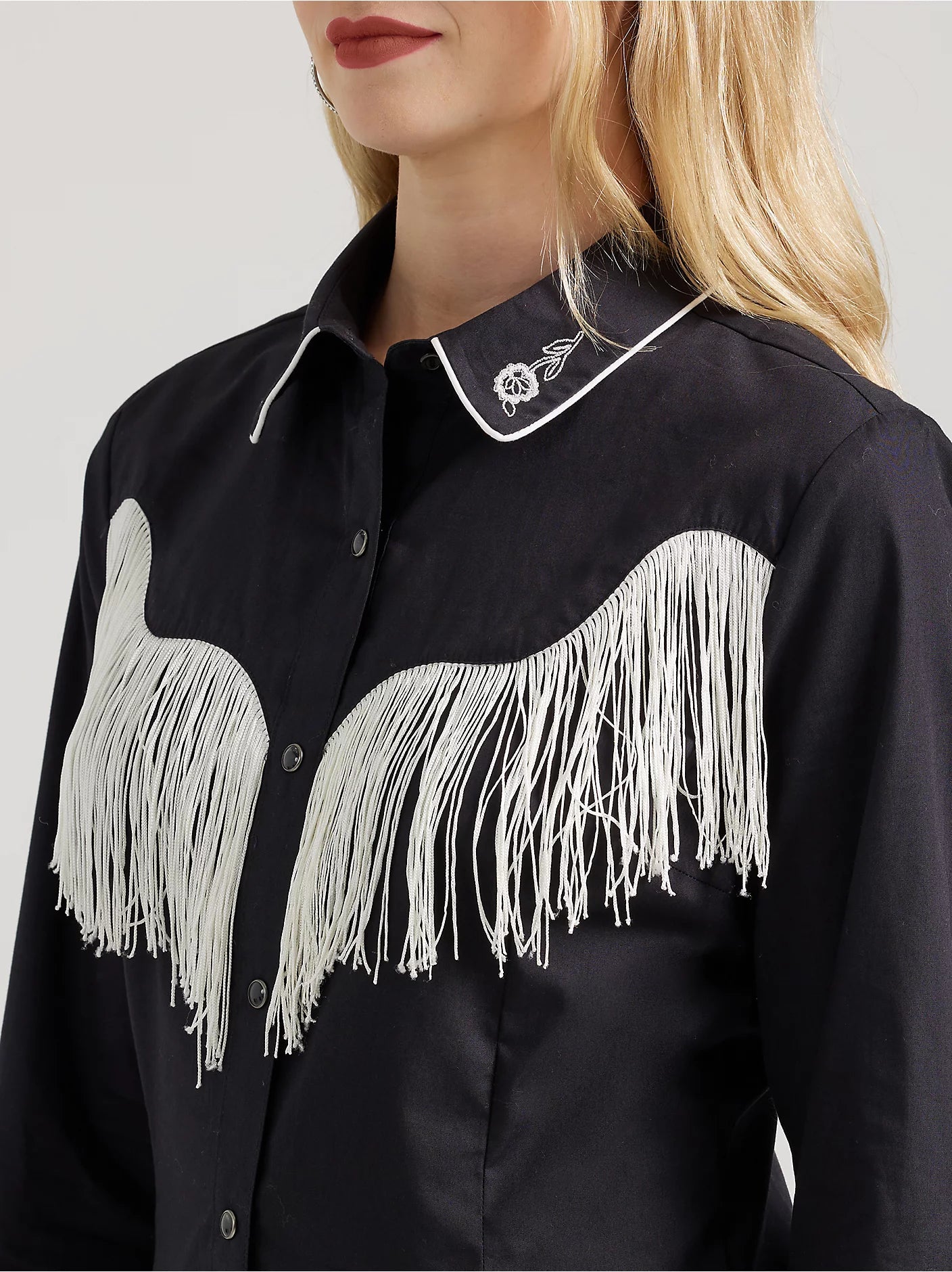 WRANGLER Women's Western Dress Fringe Snap Shirt