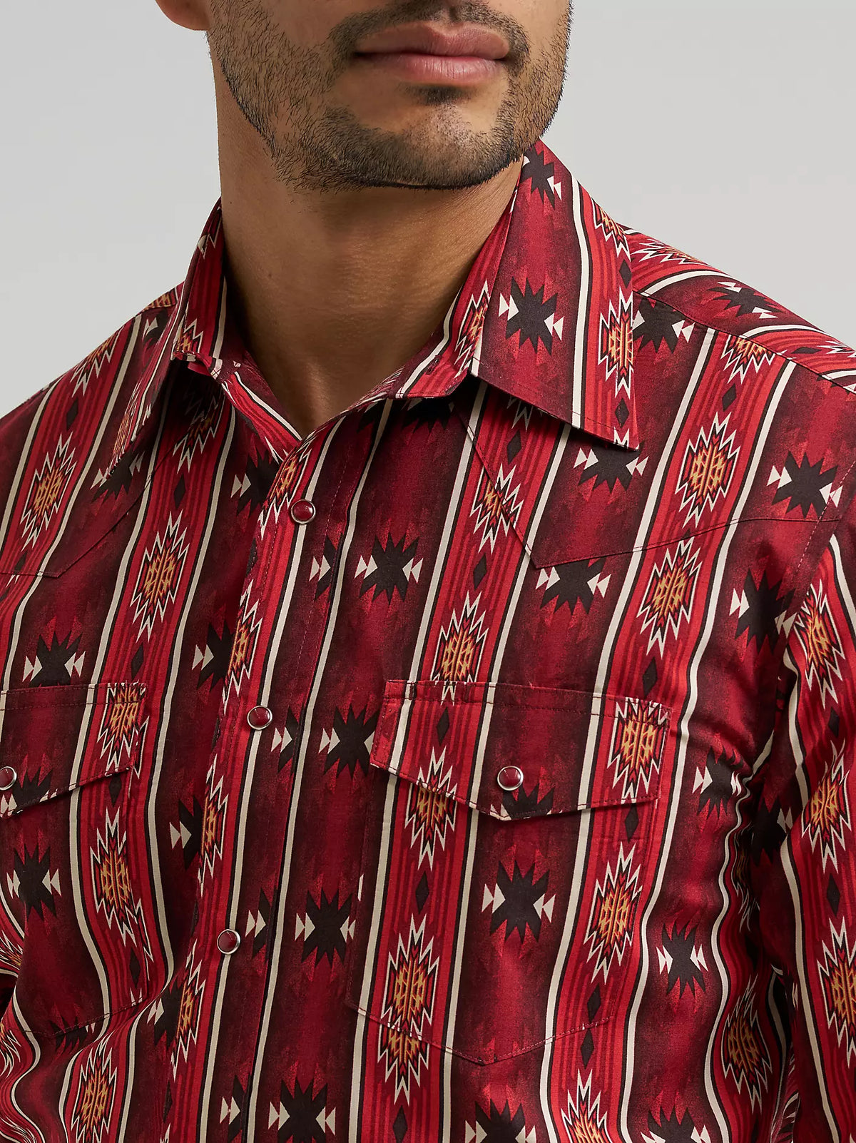 Men's  Wrangler Checotah® Long Sleeve Western Snap Printed Shirt