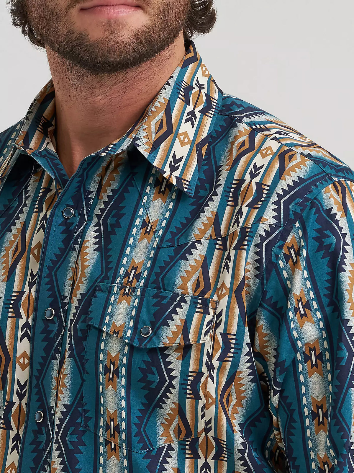 Men's  Wrangler Checotah® Long Sleeve Western Snap Printed Shirt