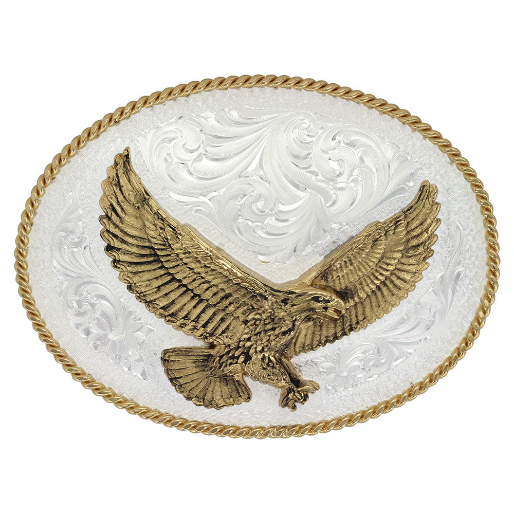 Montana Silver Engraved Western Belt Buckle with Large Eagle