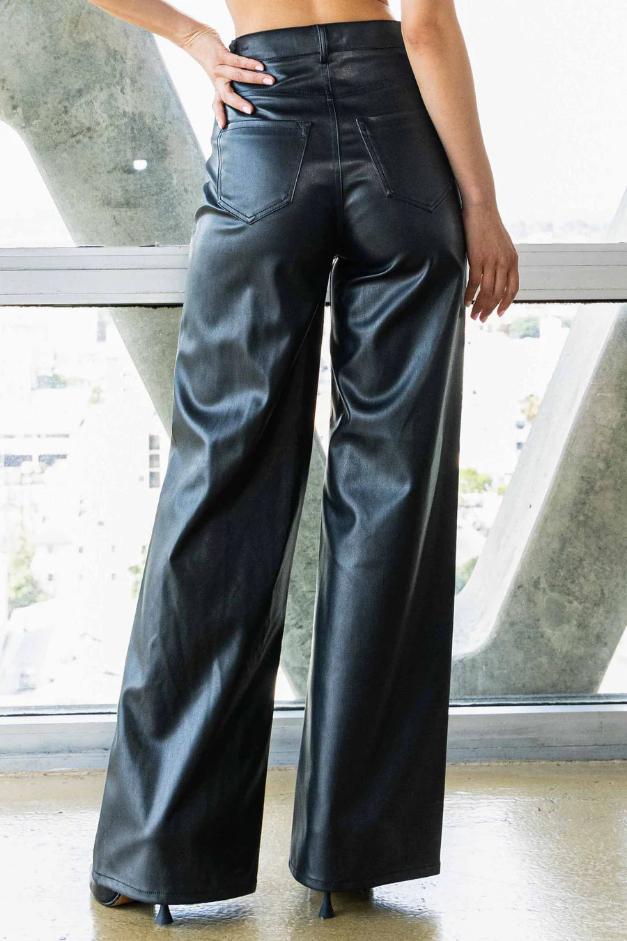 VIBRANT M.i.U Vegan Leather Flare Pants