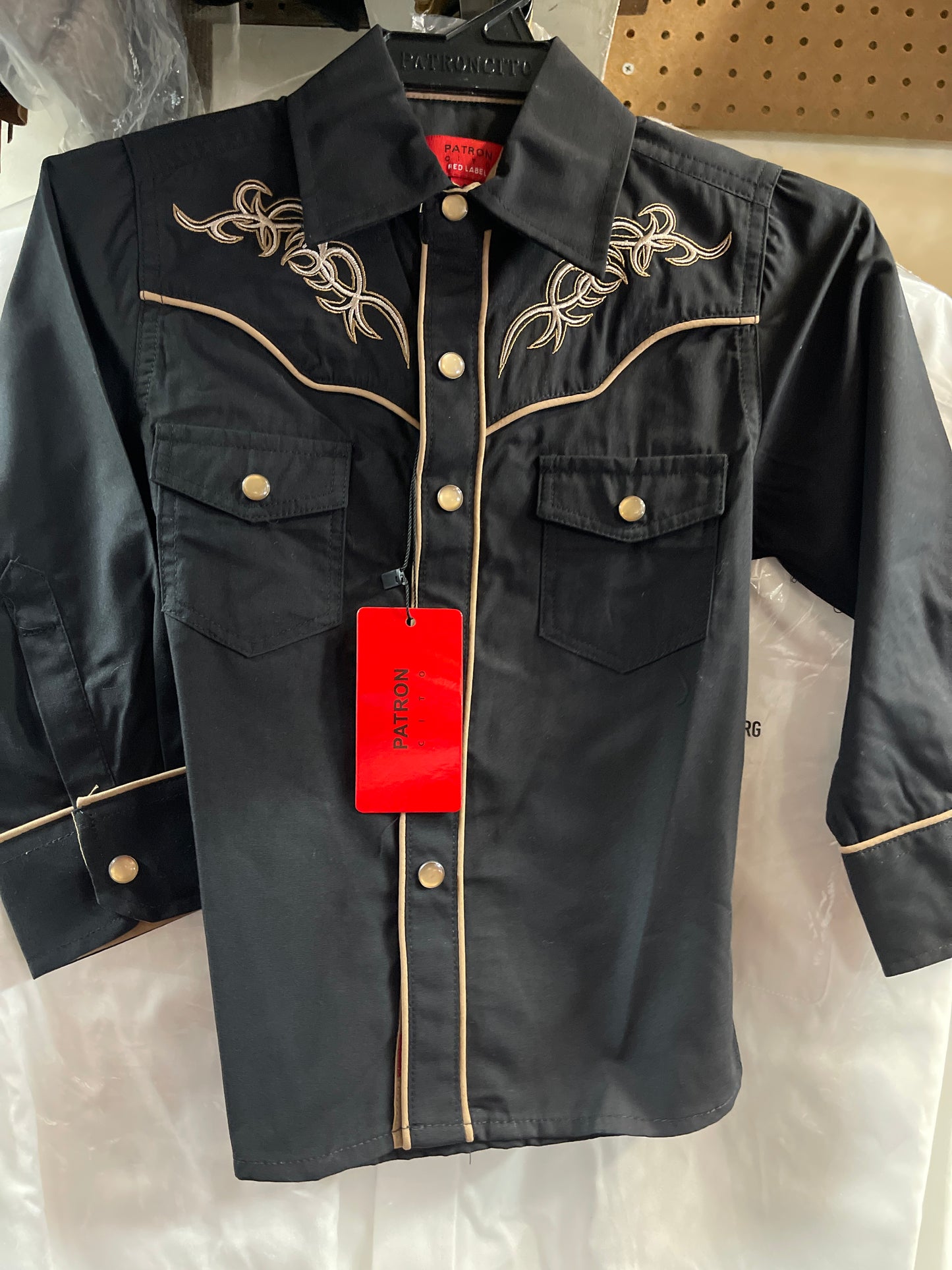 KIDS WESTERN SHIRT WITH BULL HORNS EMBROIDERY