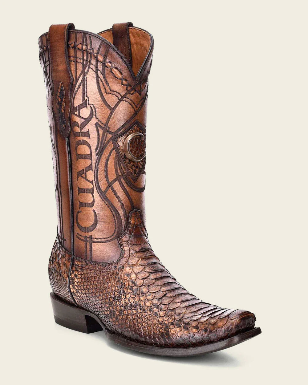 CUADRA MENS WESTERN EXOTIC HONEY BOOT PYTHON LETHER CU401