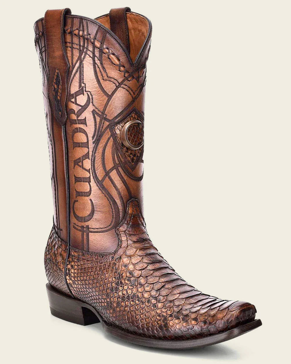 CUADRA MENS WESTERN EXOTIC HONEY BOOT PYTHON LETHER CU401