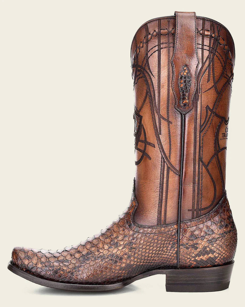 CUADRA MENS WESTERN EXOTIC HONEY BOOT PYTHON LETHER CU401