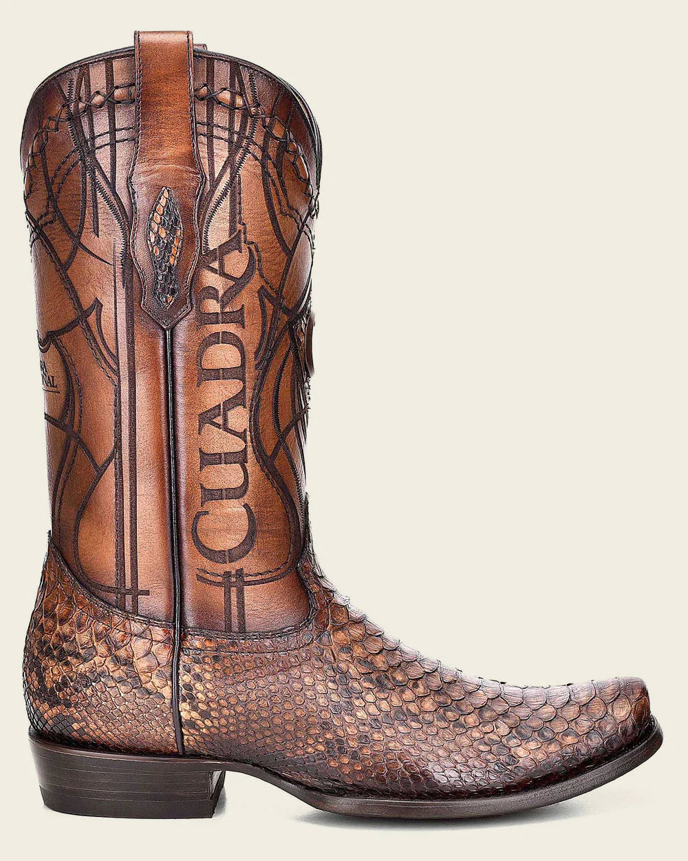 CUADRA MENS WESTERN EXOTIC HONEY BOOT PYTHON LETHER CU401