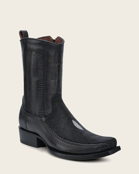 Cuadra Mens Engraved Black Stingray Cowboy Boots