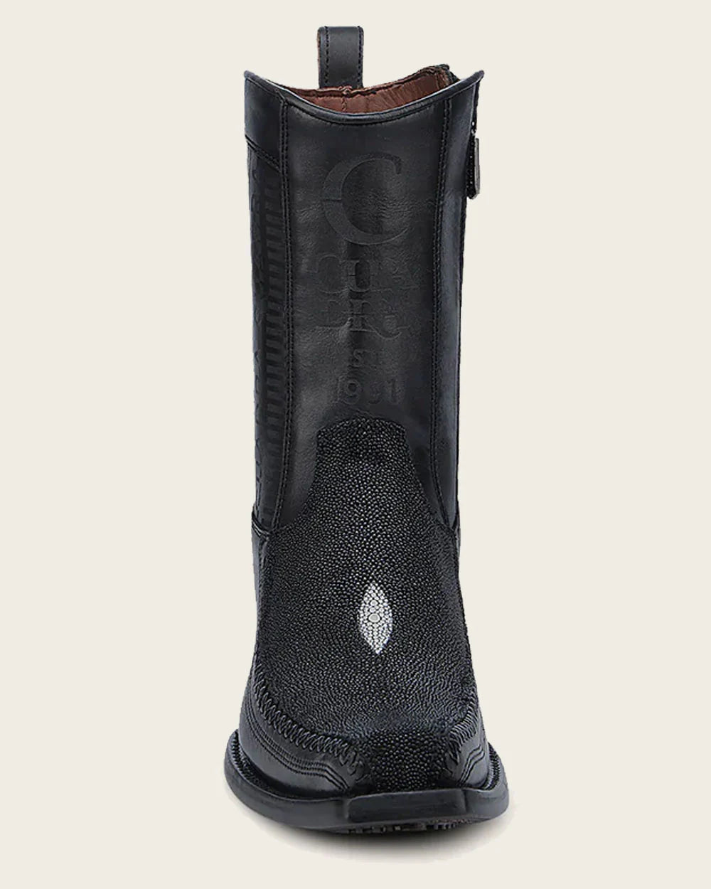 Cuadra Mens Engraved Black Stingray Cowboy Boots