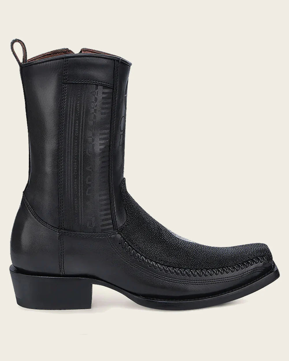 Cuadra Mens Engraved Black Stingray Cowboy Boots