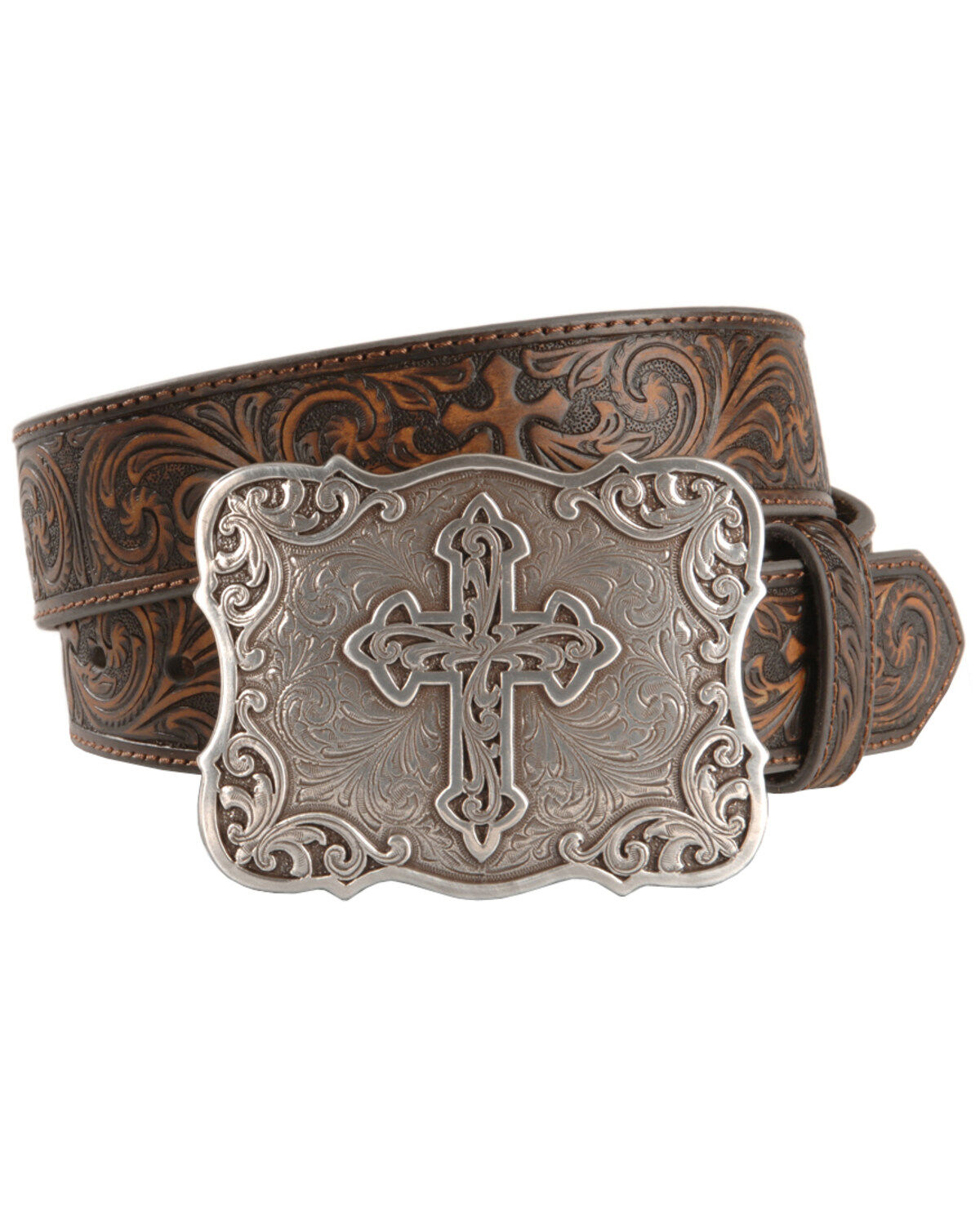 NOCONA Women's Embossed Leather Cross Belt