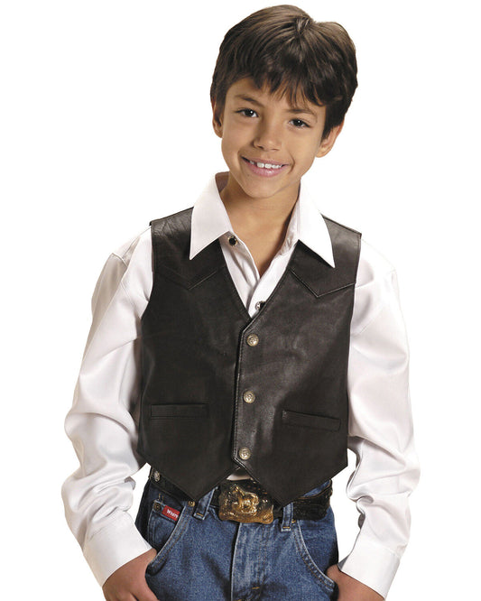 Kid's Genuine Leather Brown Vest