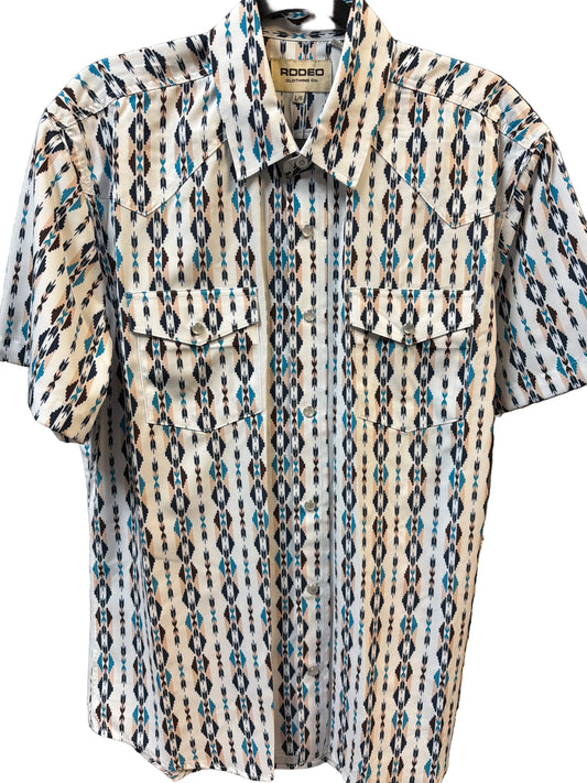 RODEO WESTERN SHIRT PEARL SNAP AZTEC PRINT