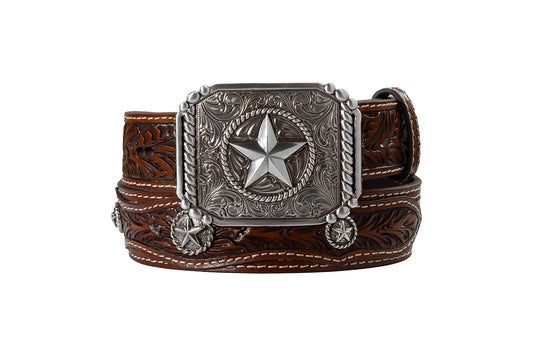 3D Boys Belt 1 1/4 Star Conchos Brown