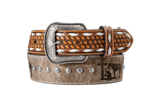 3D Mens Belt 1 3/4-1 1/2 Laser Cut Cowboy Prayer Tan