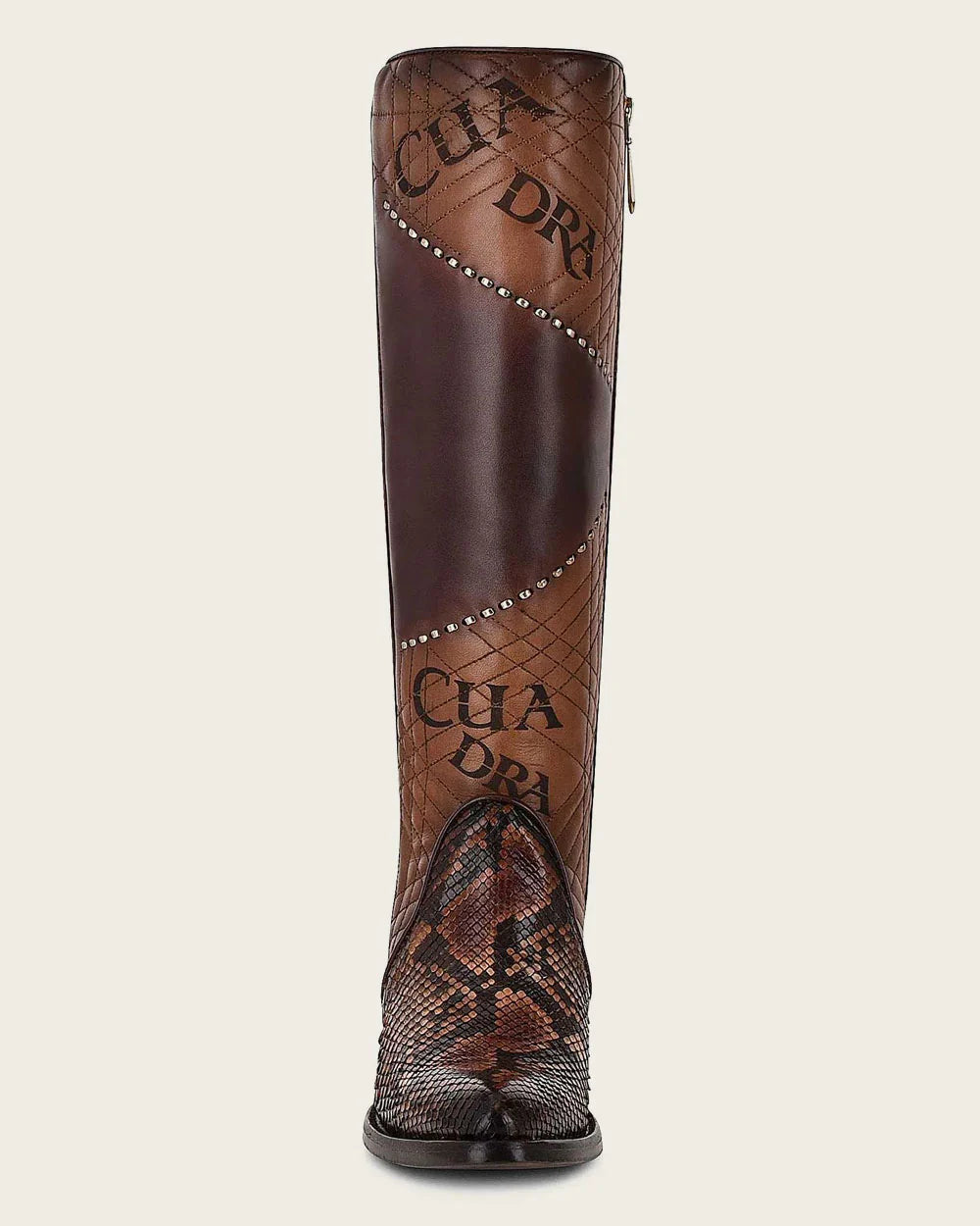 CUADRA Women's Tall Engraved Brown Exotic Python Boot