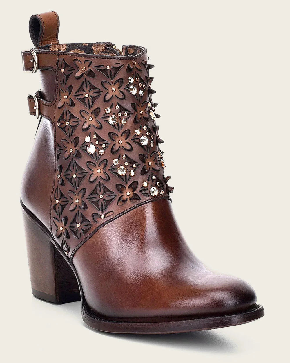 CUADRA Women's Brown Ankle Boot with Crystals