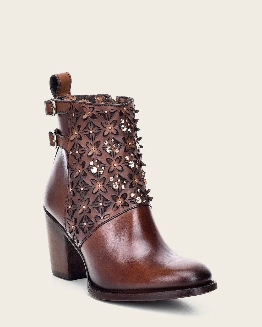 CUADRA Women's Brown Ankle Boot with Crystals