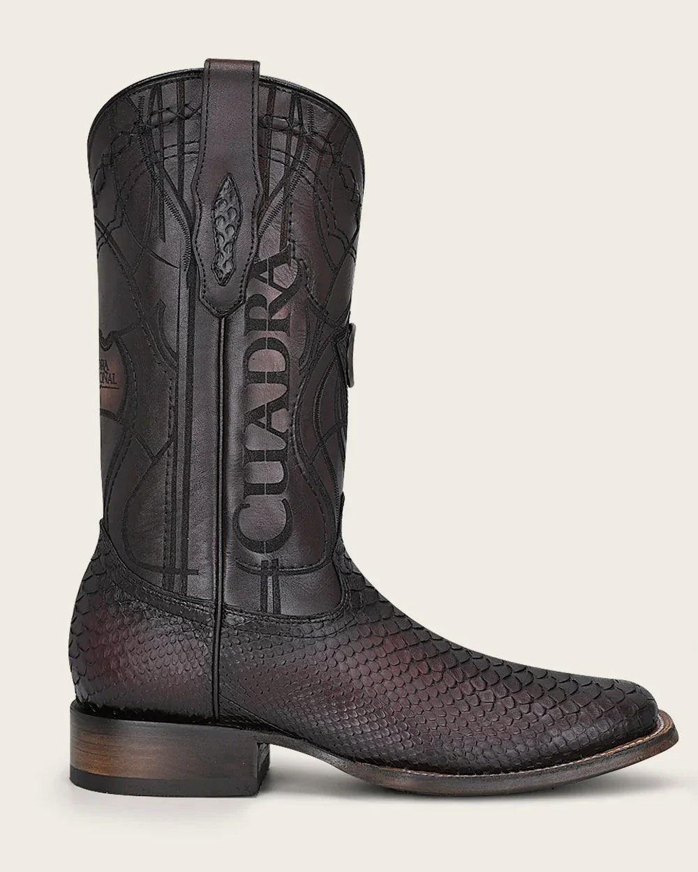 CUADRA MENS ENGRAVED MAHOGANY PYTHON LEATHER COWBOY CU746