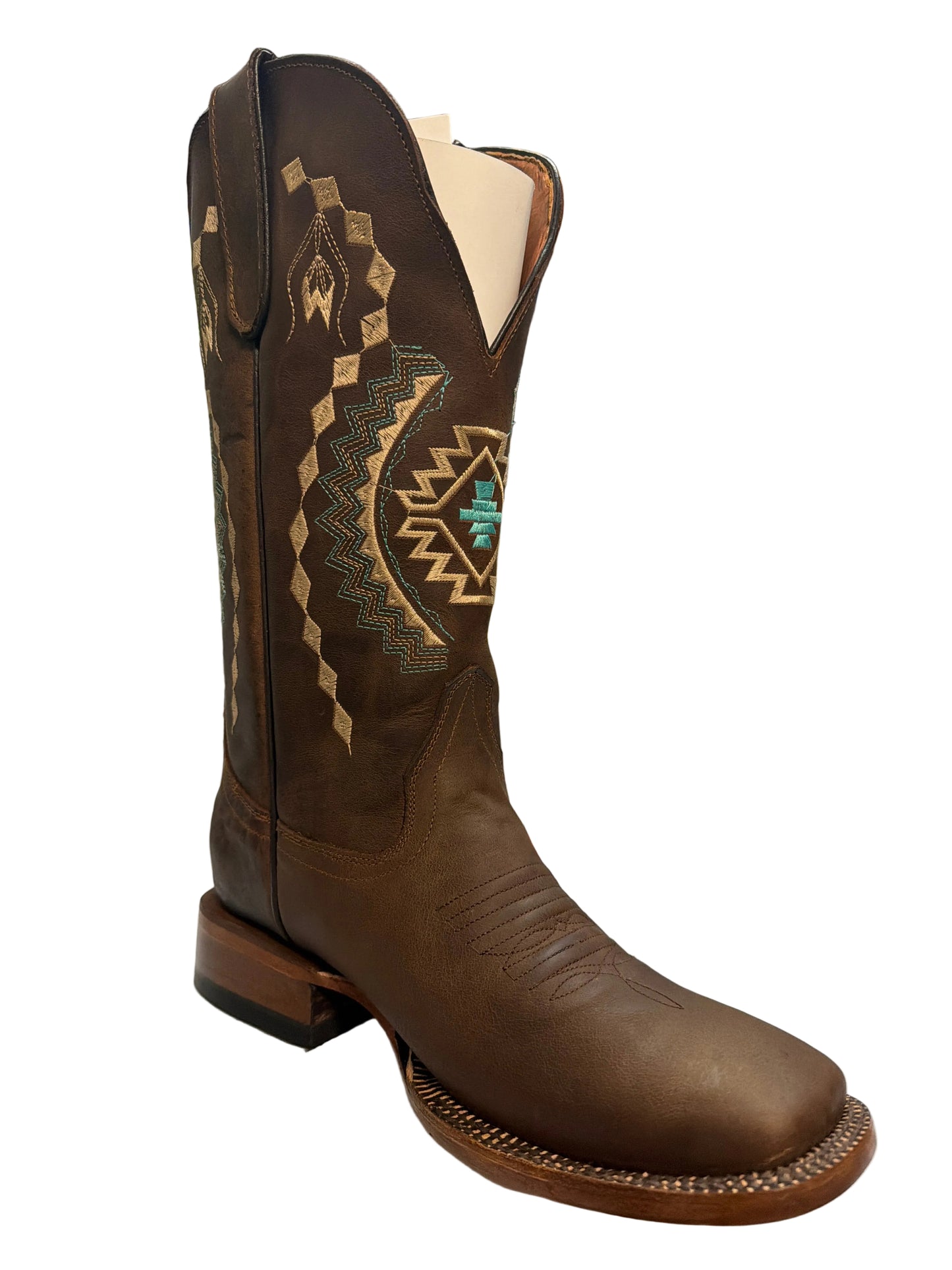 Tanner Mark Womens Brown W/ Aztec Embroidery Top Boots