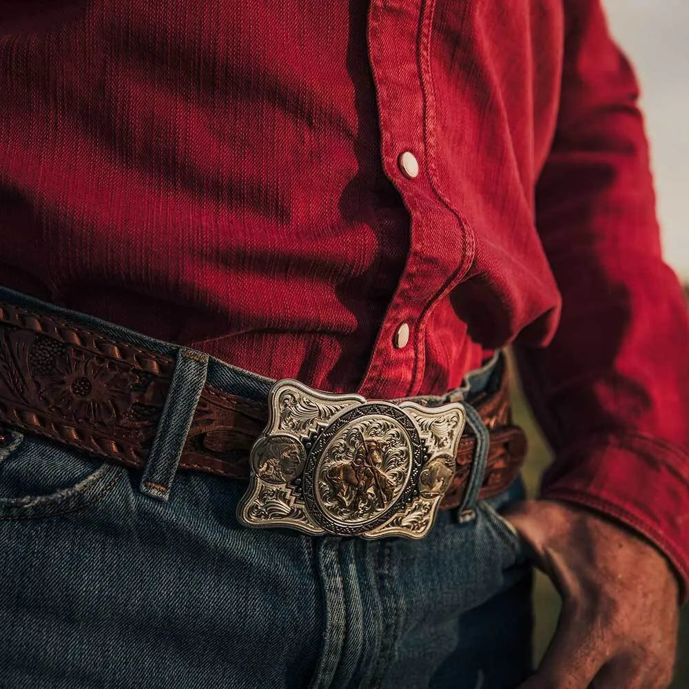 Montana Buffalo Nickel Southwestern Buckle with End of the Trail