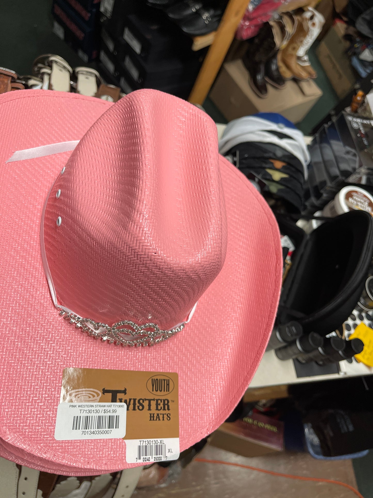 PINK WESTERN STRAW HAT T7130030