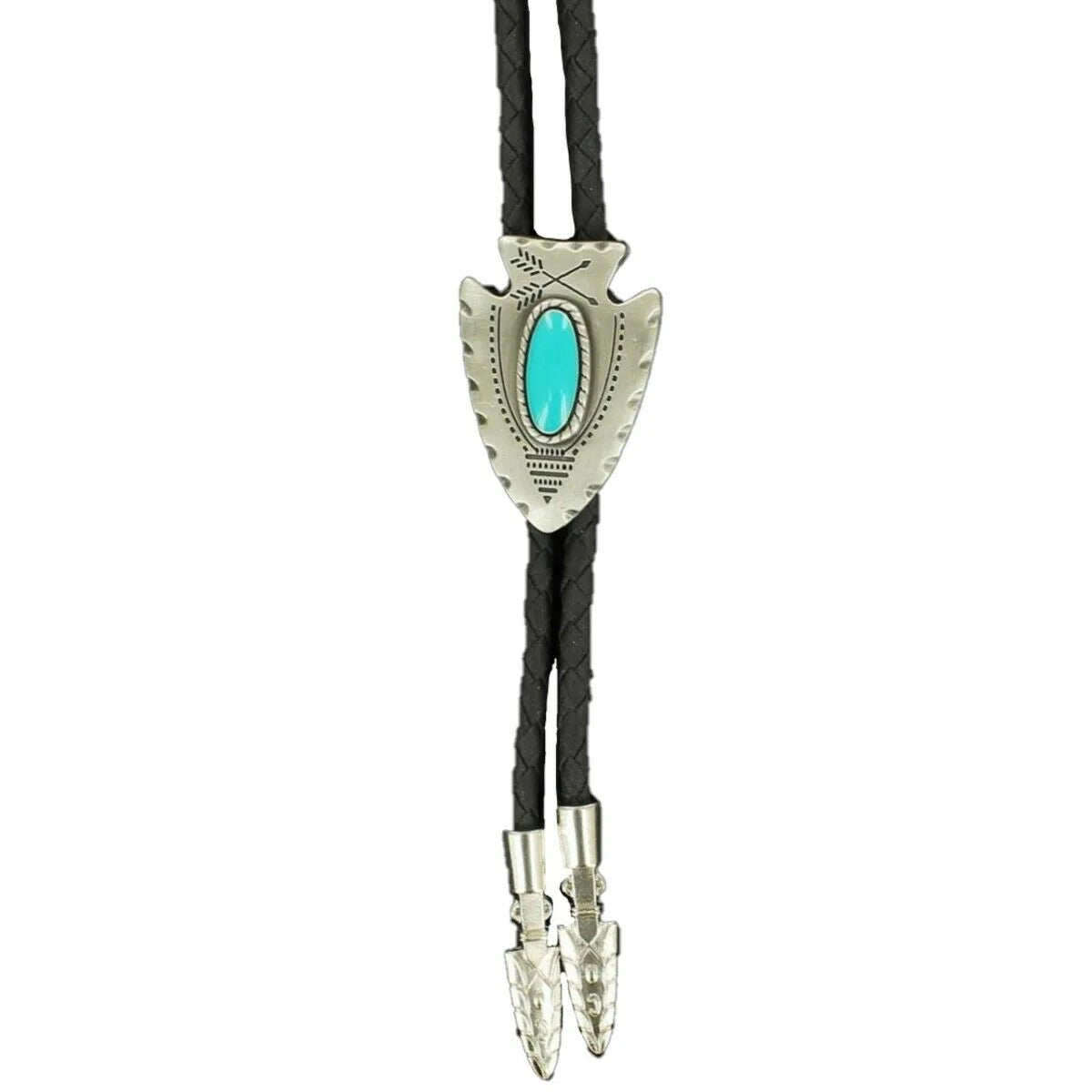 Bolo Tie Arrowhead with Turquoise Stone