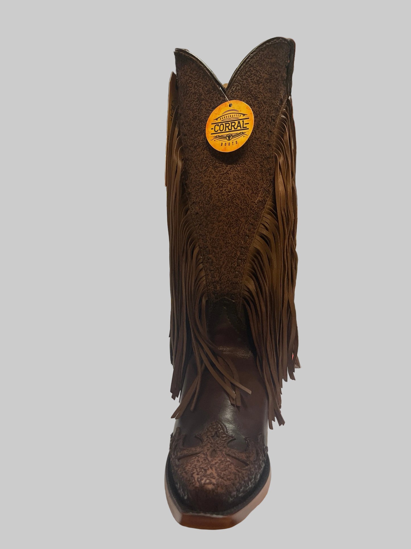 CORRAL BOOT WOMEN BROWN OVERLAY EMBROIDERY & FRIGE &W