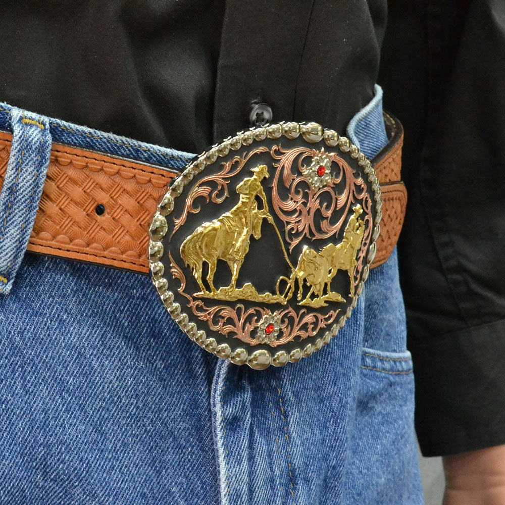 Montana Tri Color Team Roper Attitude Belt Buckle