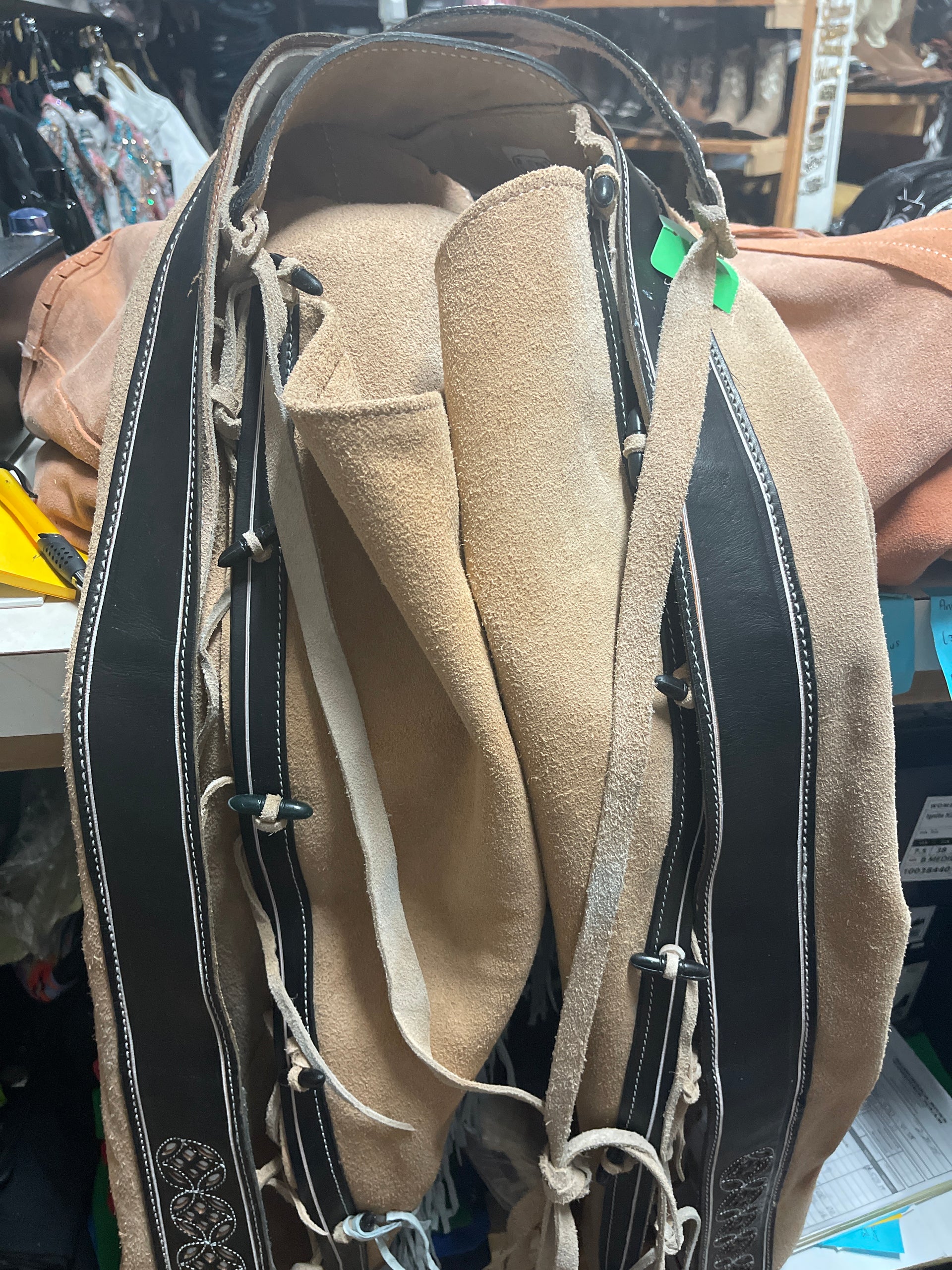 Chaparreras Charras En Cuir - Chaps Pour Rodéo - Taille 34 - Neuves - Fabriquées Au Mexique