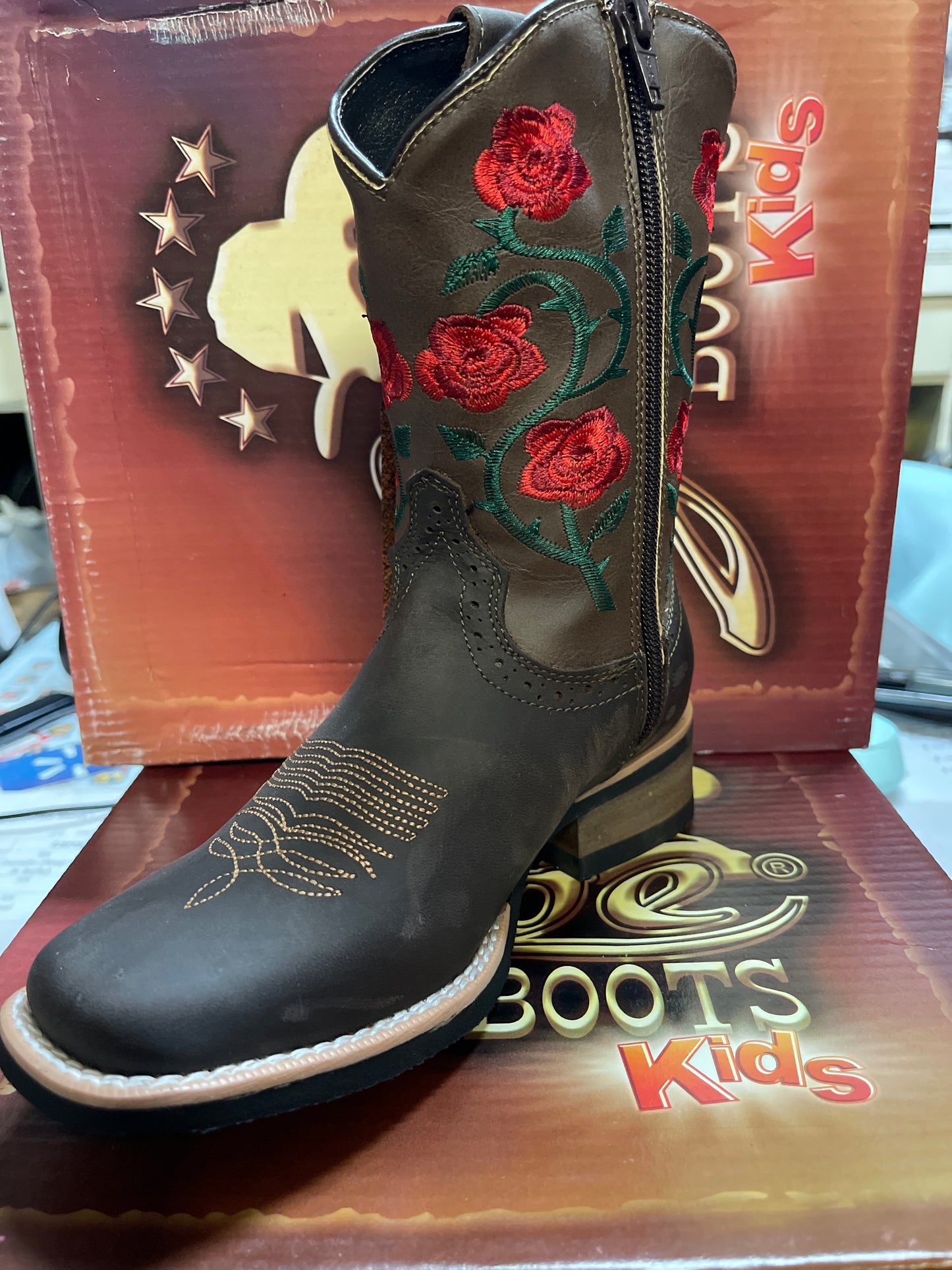 KIDS  BOOTS JB52ROSAS CHOCOLATE/ROJO CRAZY