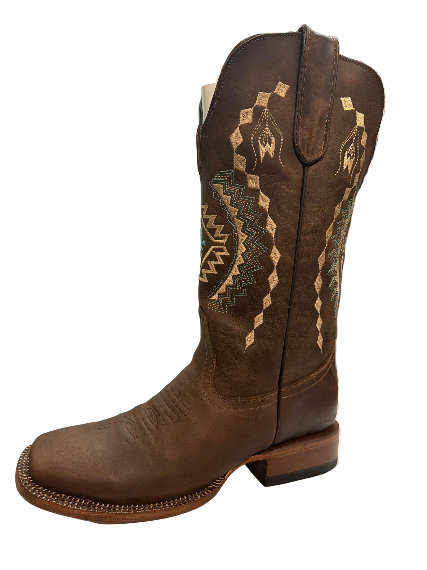 Tanner Mark Womens Brown W/ Aztec Embroidery Top Boots