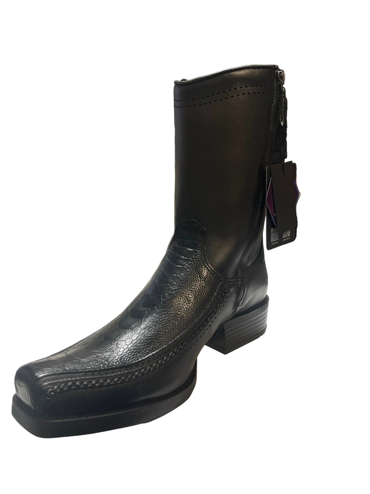 Cuadra Urban brown ostrich leg boot Black