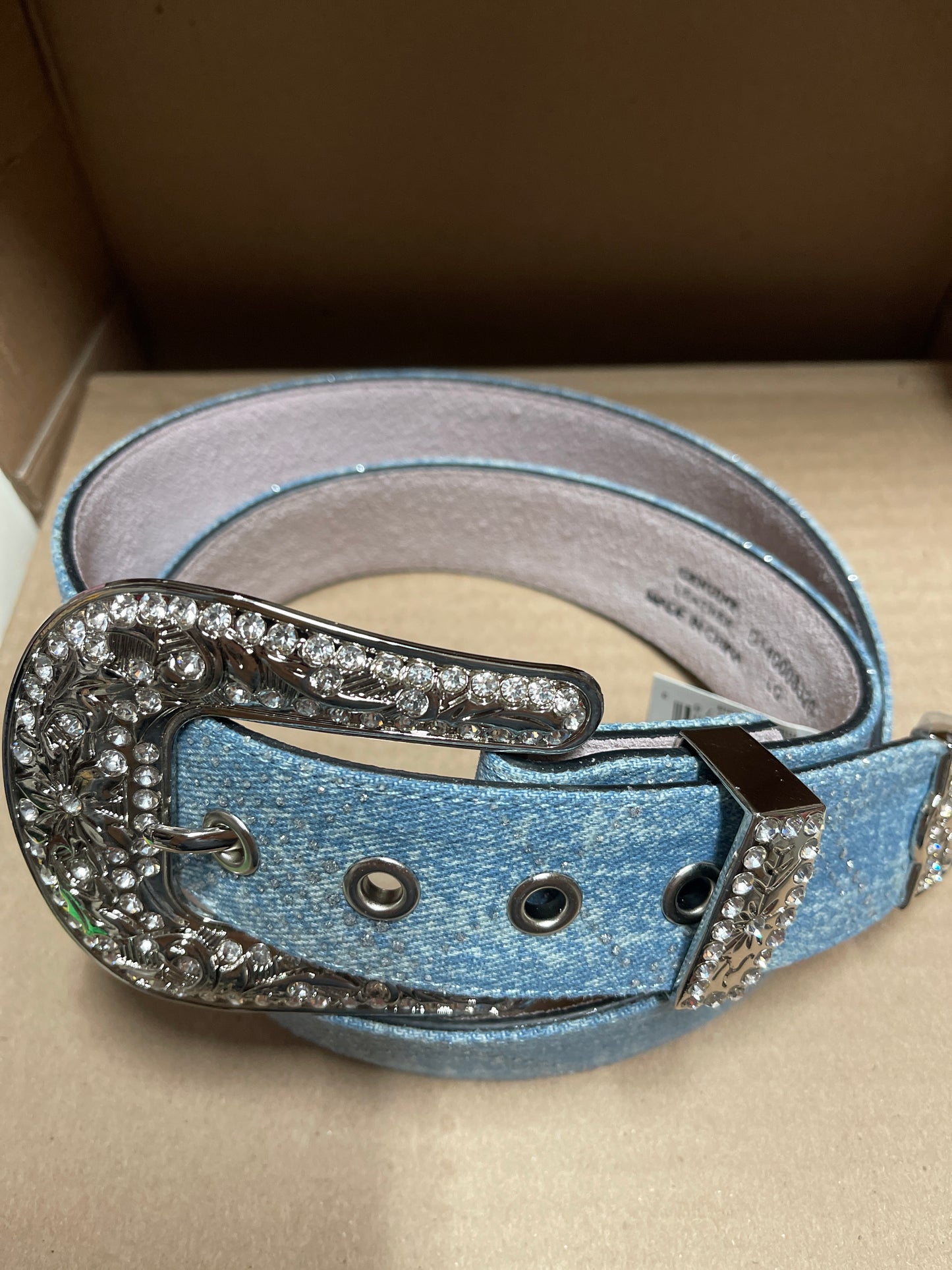 ANGEL RANCH DENIM CTYSTALS  BELT  WOMEN