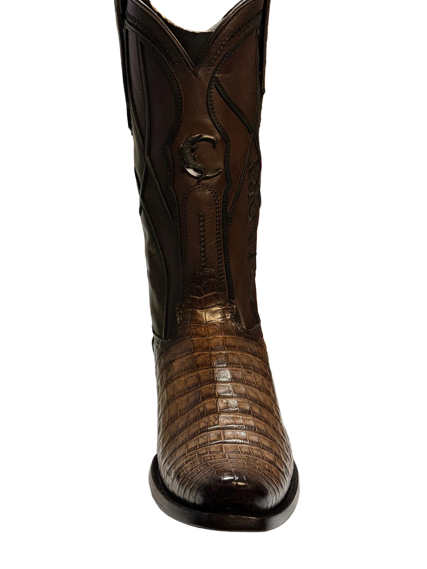 Cuadra Men's  Caiman Belly  Strauss Brown Narrow Square Toe Cowboy Boots