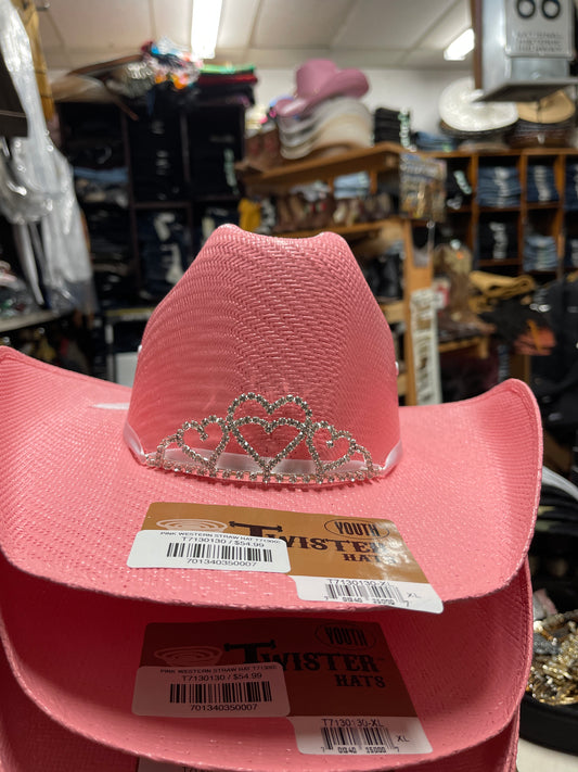 PINK WESTERN STRAW HAT T7130030