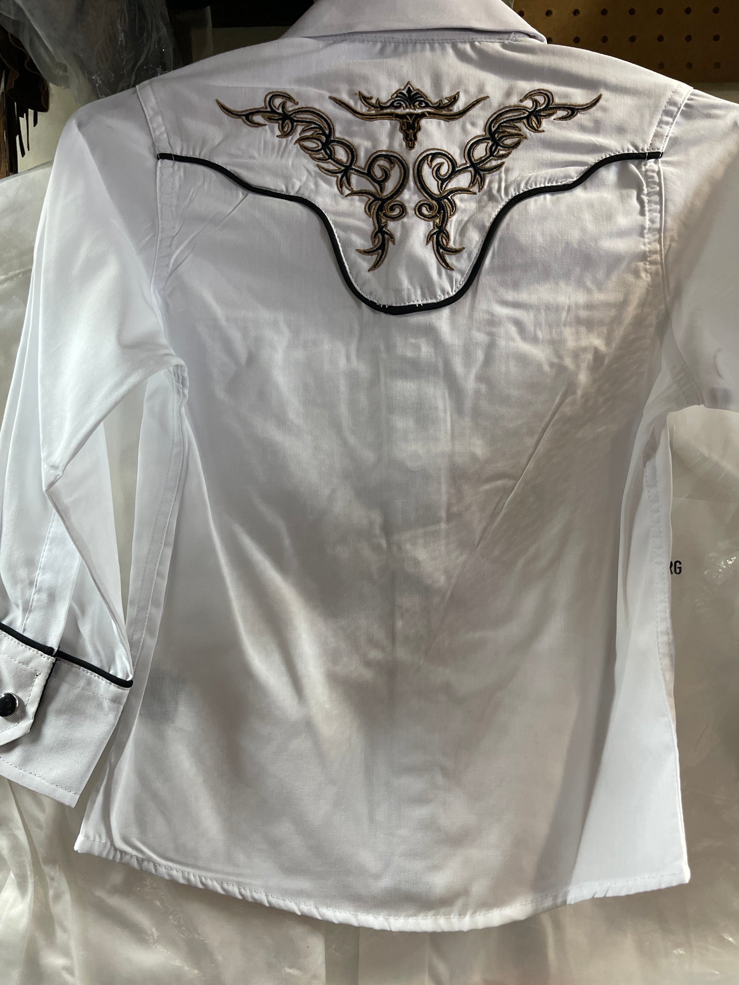 KIDS WESTERN SHIRT WITH BULL HORNS EMBROIDERY