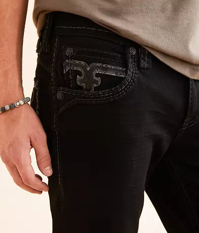 ROCK REVIVAL JEAN STRAIGHT JUSTINN  BLACK J203