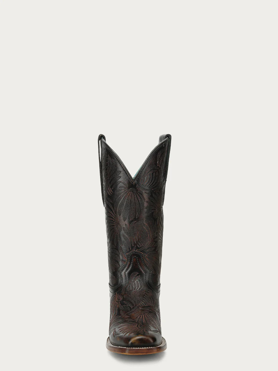 WOMEN'S BLACK  FLORAL PETAL EMBROIDERY SQUARE TOE COWBOY BOOTS