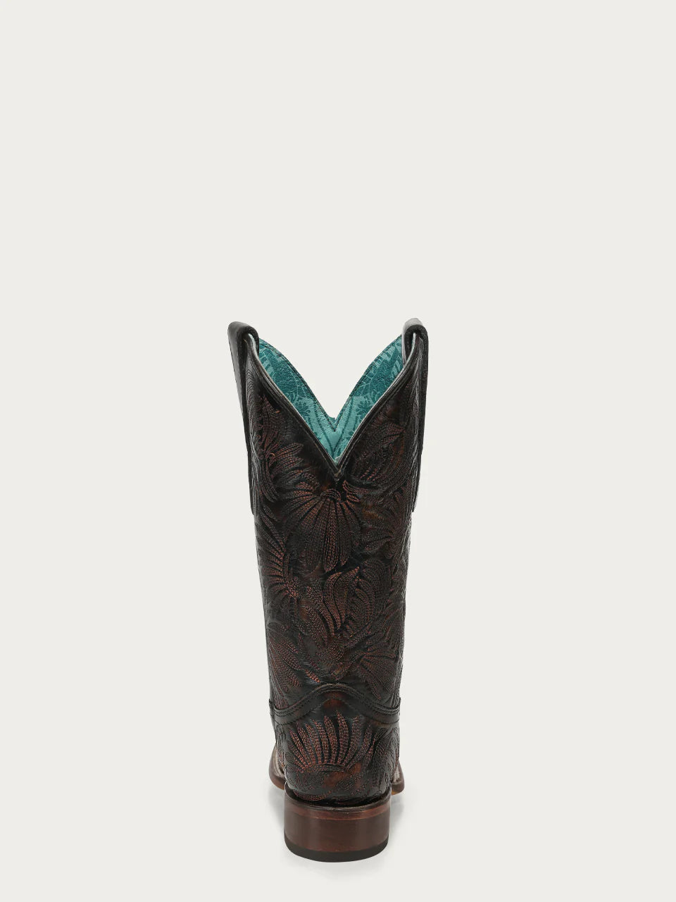 WOMEN'S BLACK  FLORAL PETAL EMBROIDERY SQUARE TOE COWBOY BOOTS