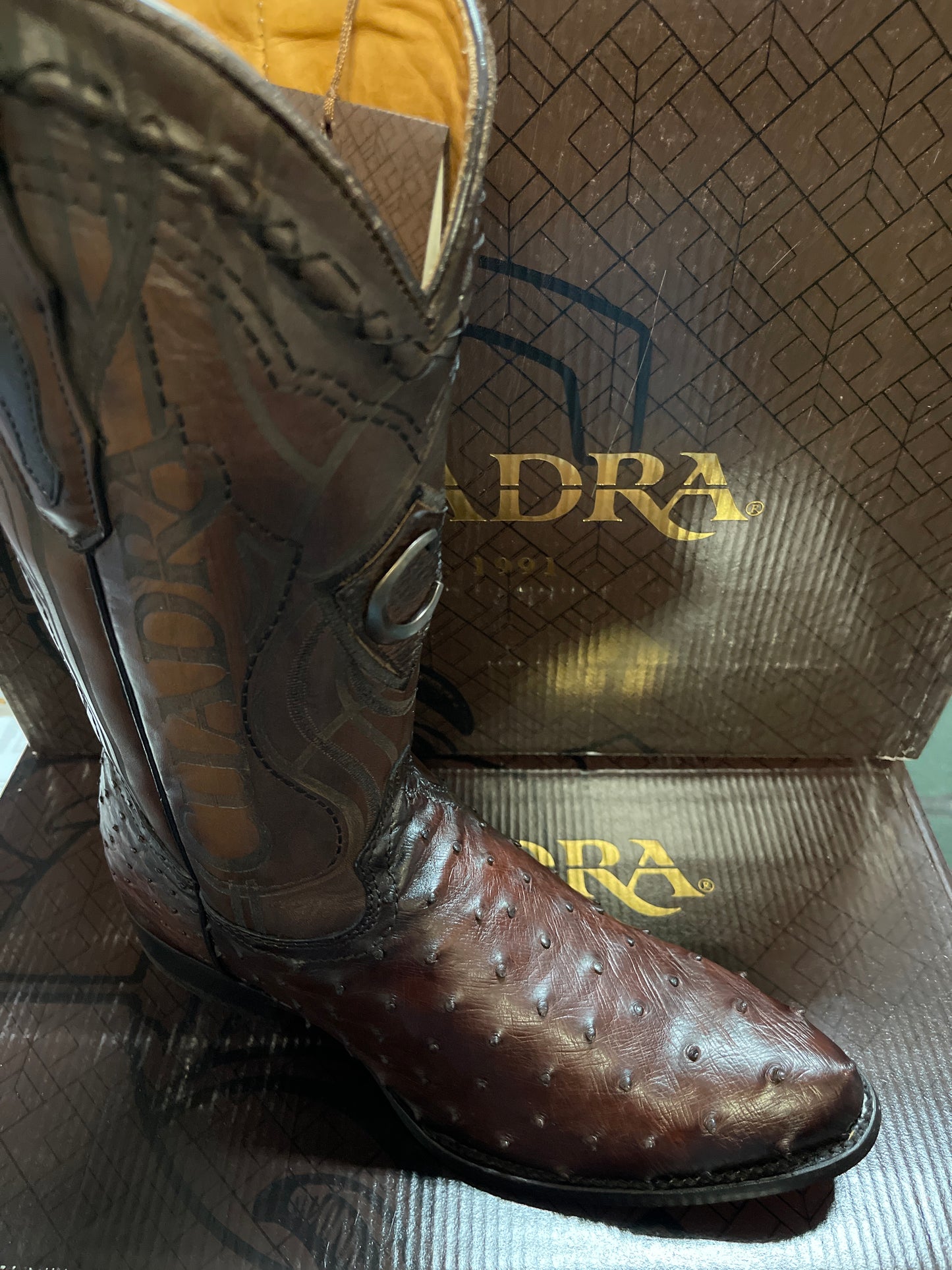 CUADRA MENS OSTRICH EXOTIC BROWN LEATHER COWBOY CU681