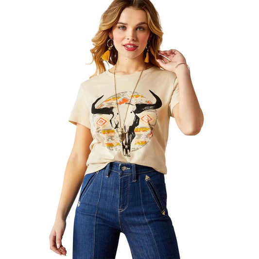 ARIAT Women's Longhorn Watercolor Short Sleeve Shirt