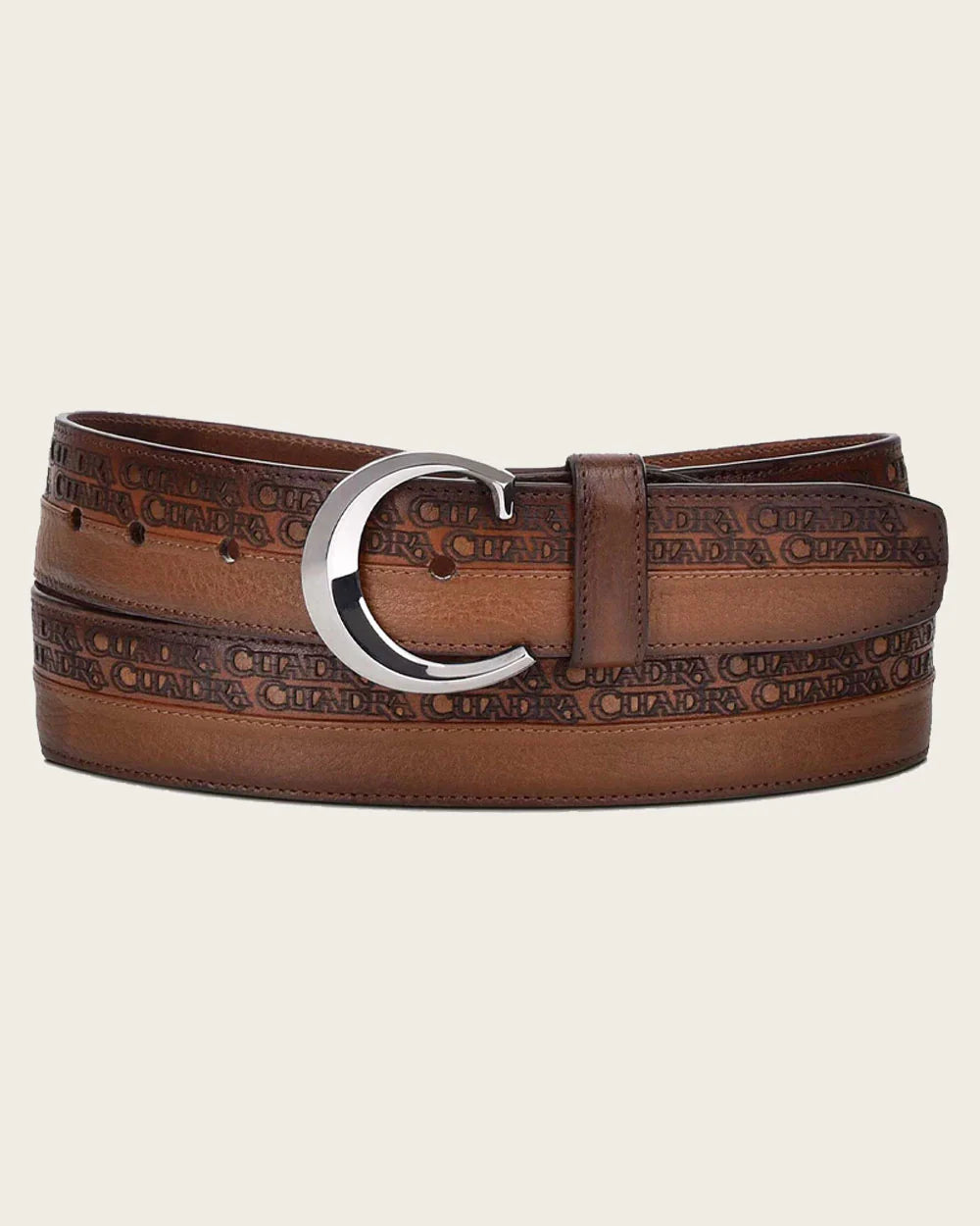 CUADRA Men's Honey Engraved Belt