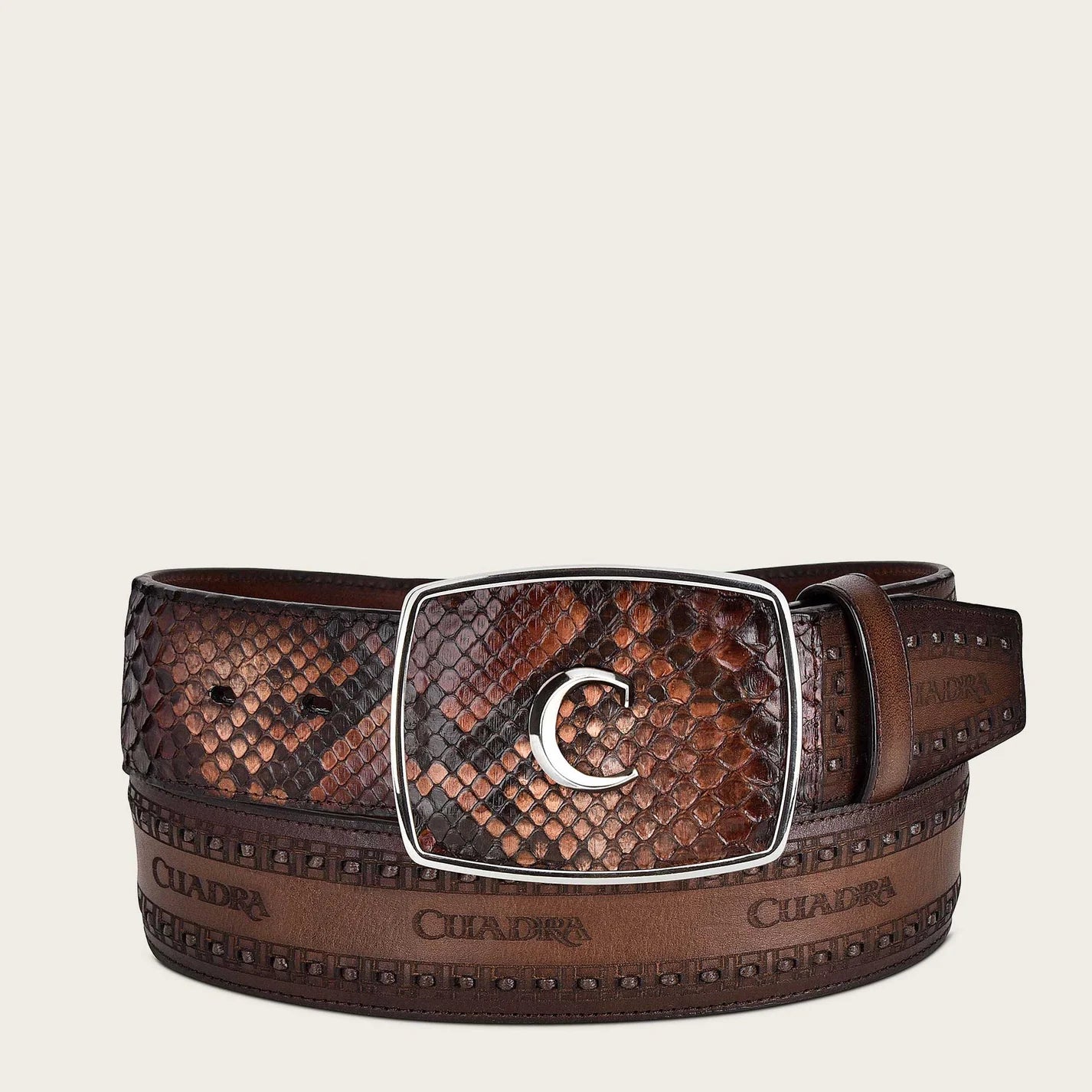 Brown Engraved Leather Western Belt