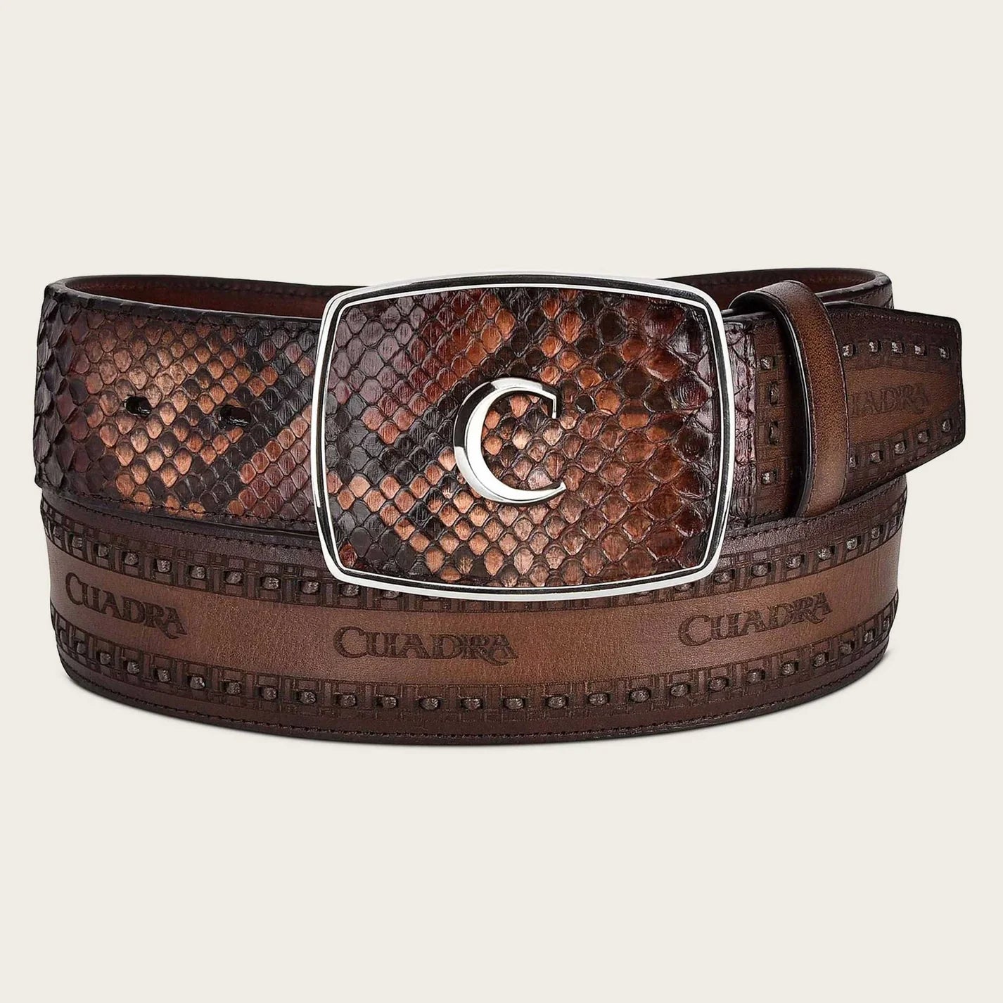 Brown Engraved Leather Western Belt