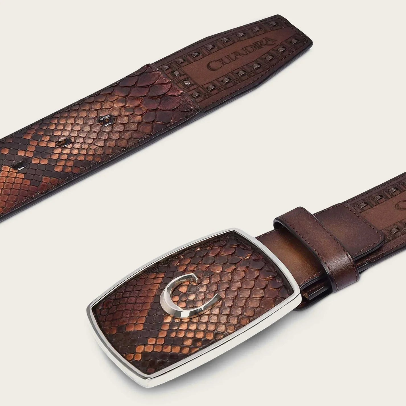 Brown Engraved Leather Western Belt